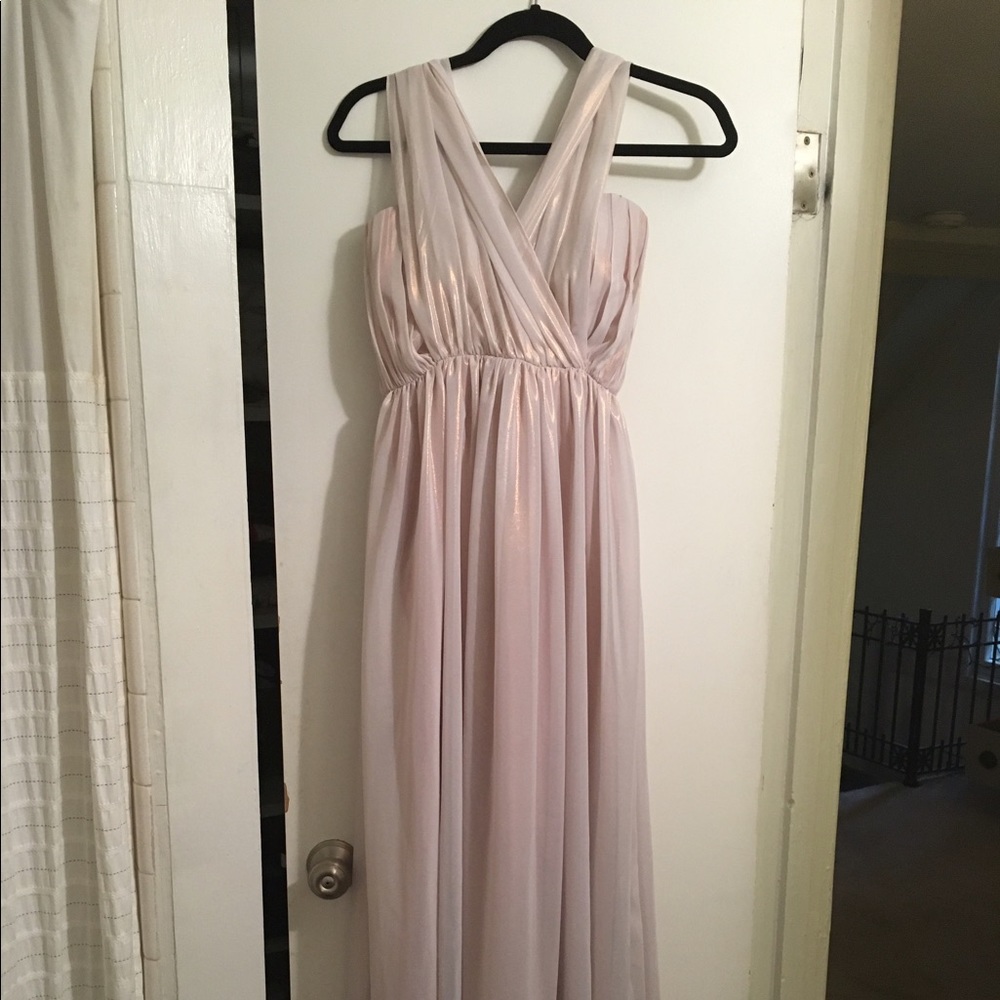 Bari jay rose gold bridesmaid dress