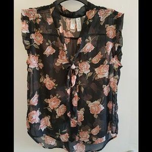 Sheer floral blouse