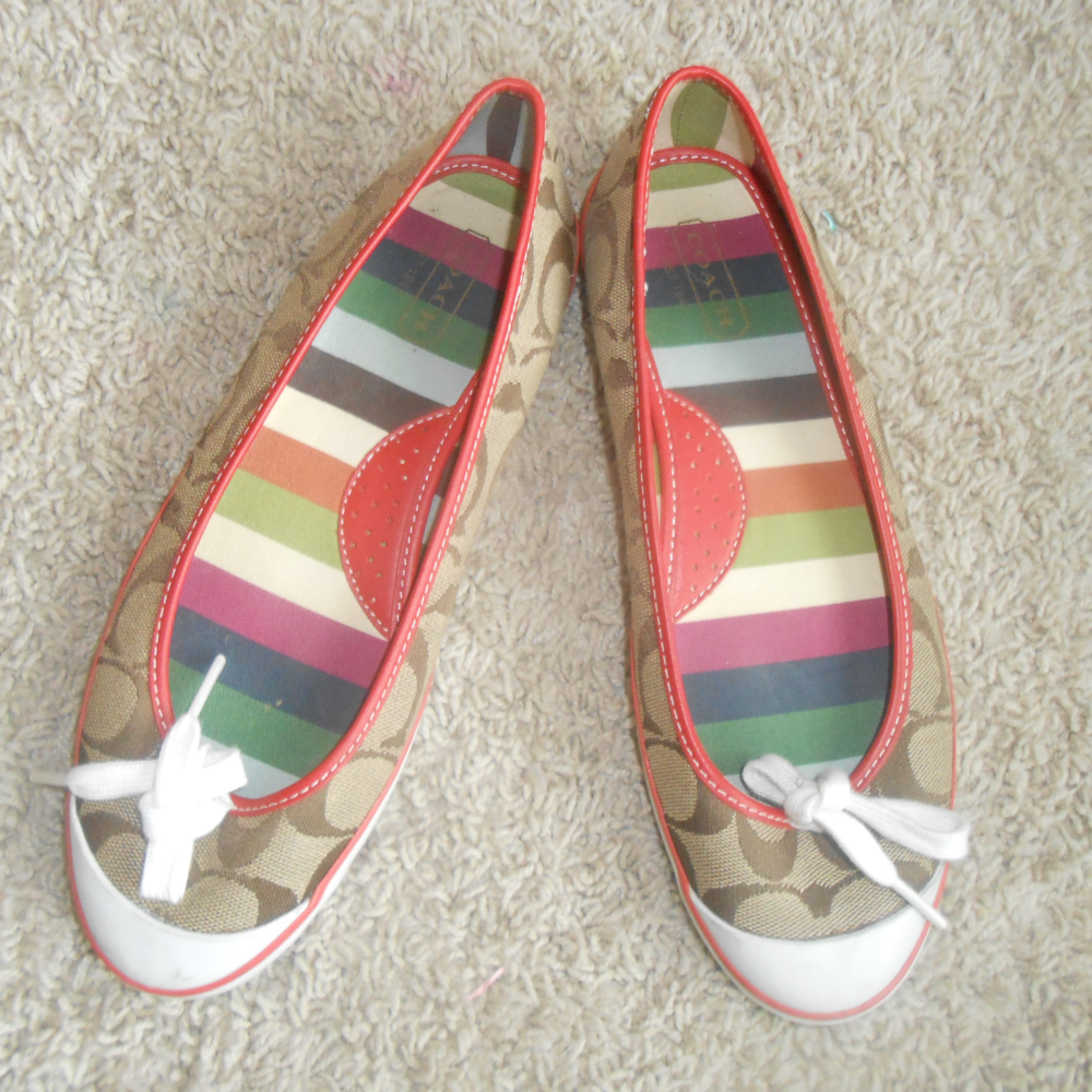 COACH SIGNATURE C'S CANVAS FLATS SZ 8.5 ~ EUC