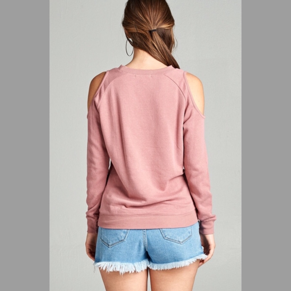 Grey Cold Shoulder Distressed Sweatshirt - Picture 7 of 8