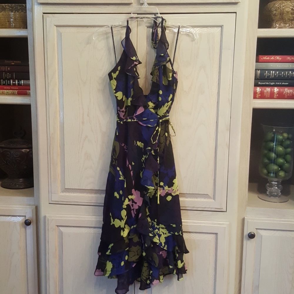 XS Floral Halter Wrap Dress