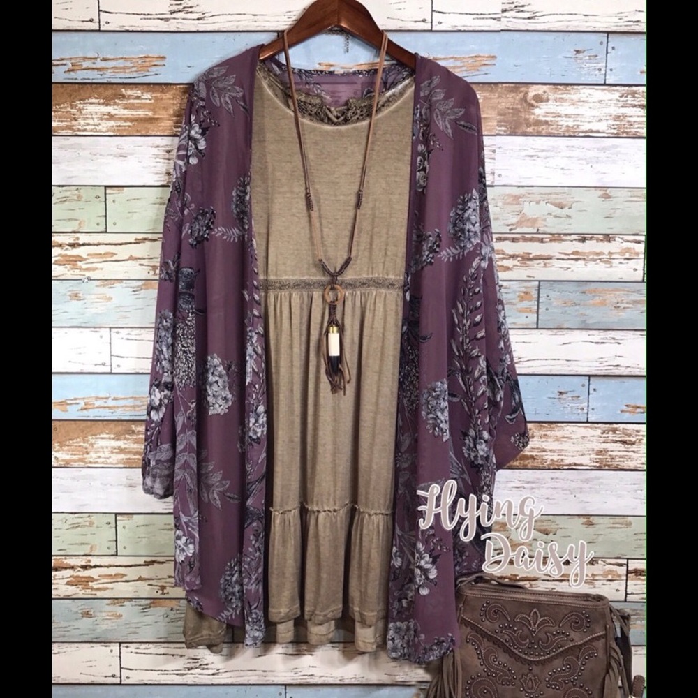 Plus Size Floral Cardigan Kimono Jacket 1X 2X 3X - Picture 3 of 4