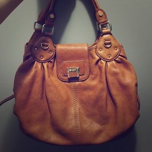 Camel satchel handbag Antonio Melani