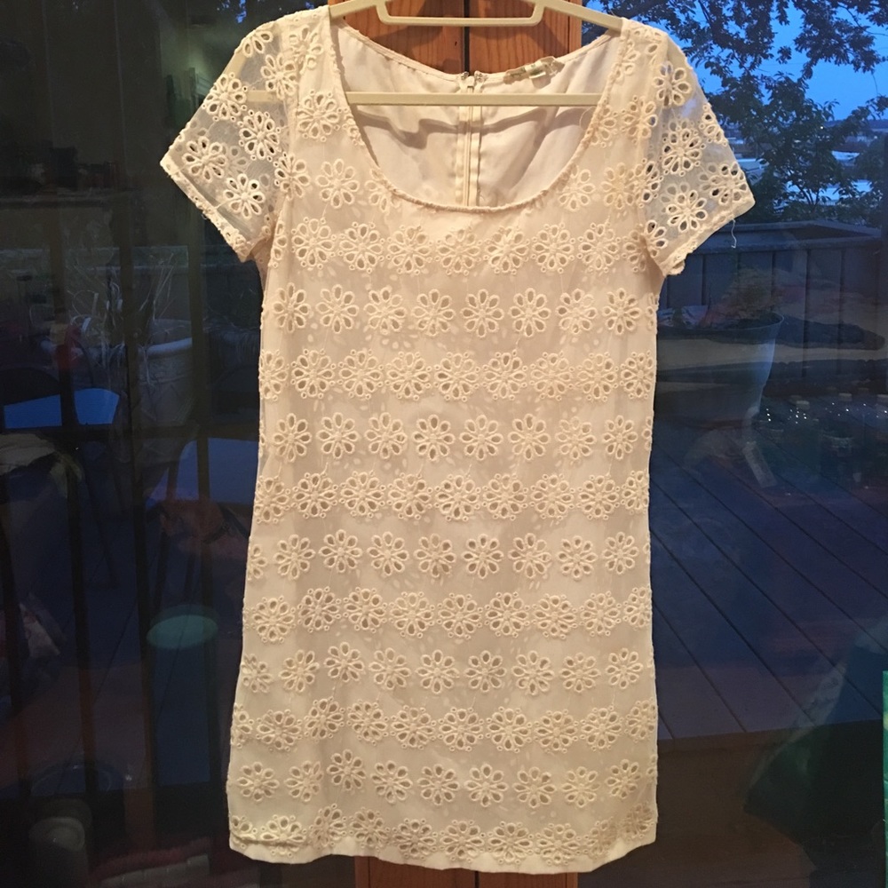 Off white pleated mini dress