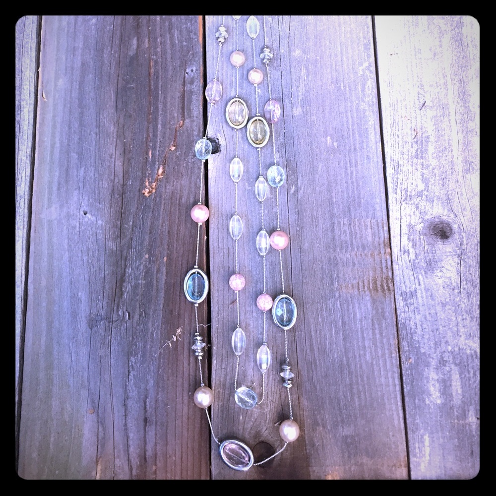 Pink beaded long necklace