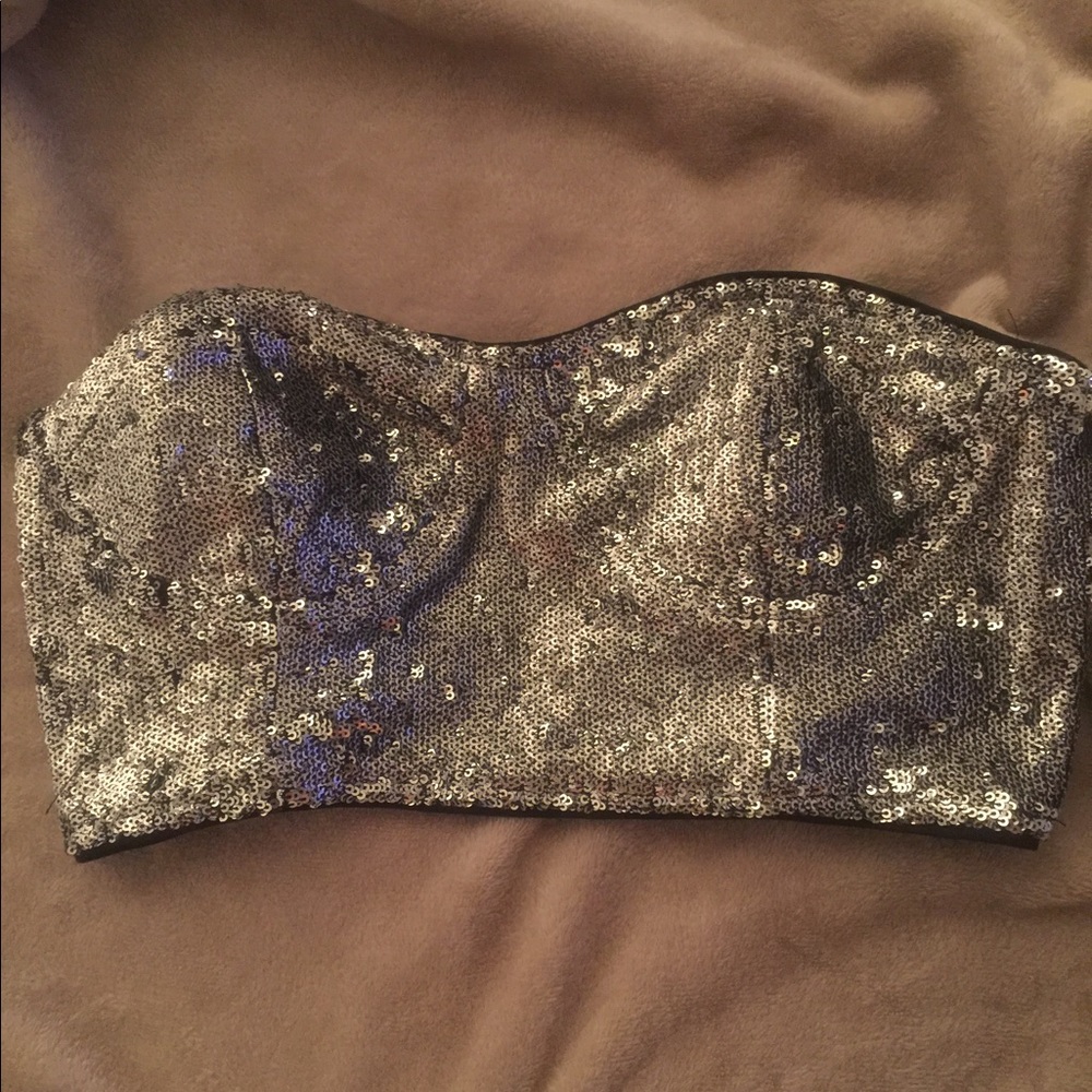 F21 silver sequins buister