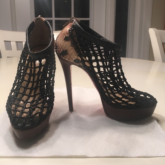 Christian Louboutin python and leather cage bootie - Picture 3 of 4
