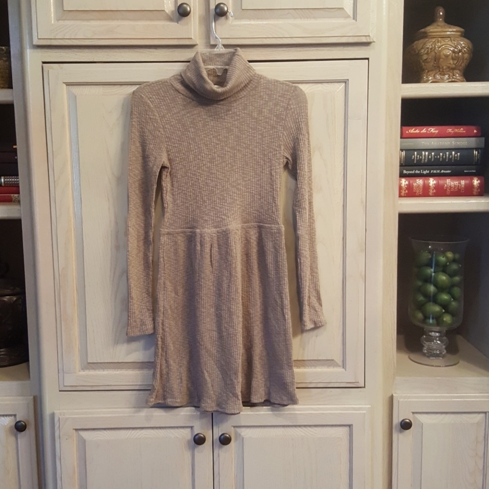 GREY/Brownish TURTLE NECK Sweater Dress