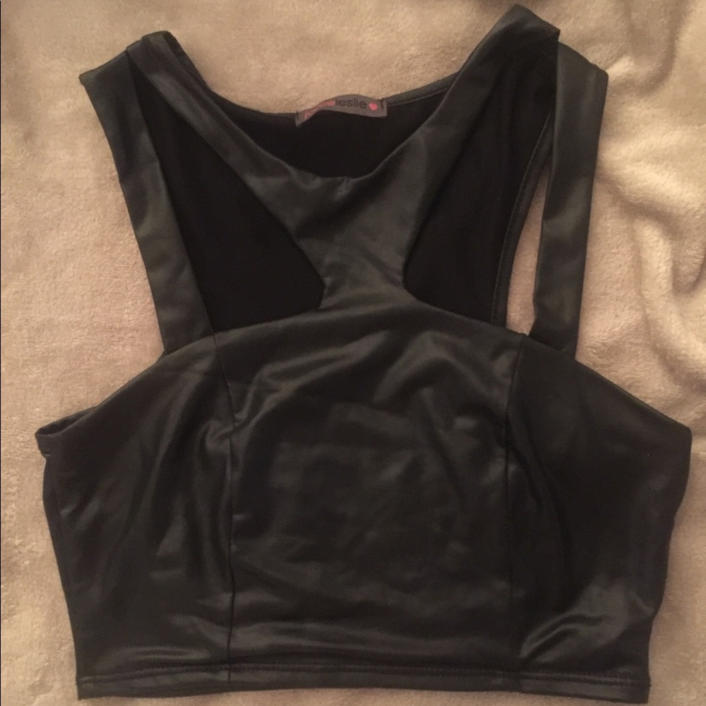 Faux leather crop top