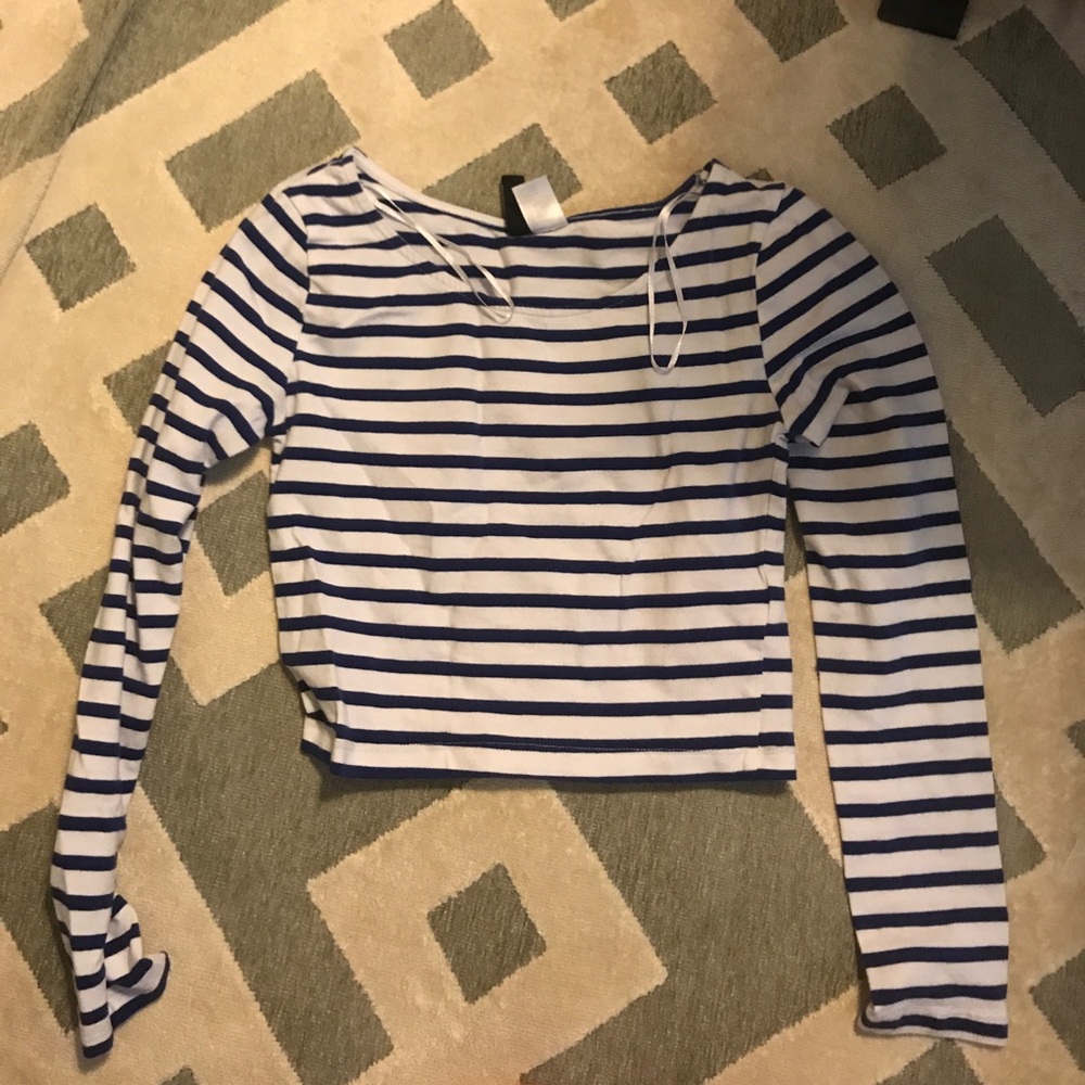 blue and white striped crop!