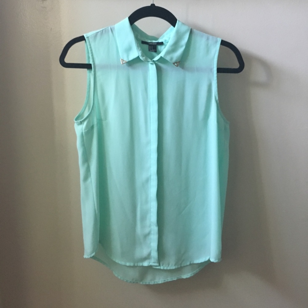Sea-green button down