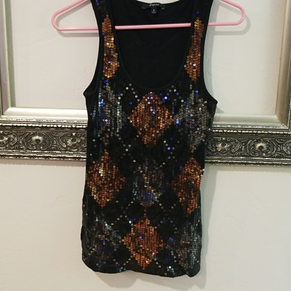 Argyle sequin tank top