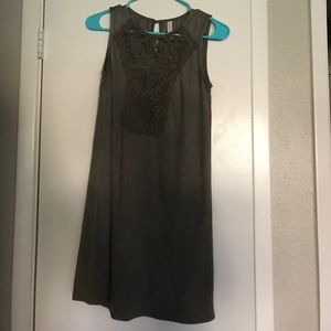 Olive green suede dress