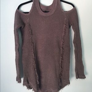 Charcoal gray along sleeve shoulder cutout sweater