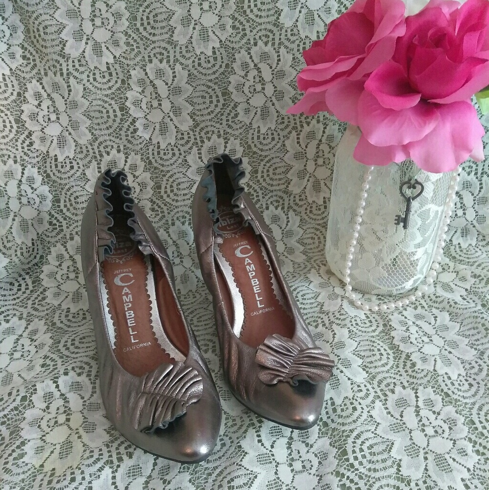 Jeffrey Campbell Pewter Ruffle Heels