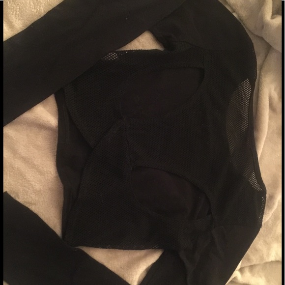 Black crop top w/ mesh back - Picture 2 of 2