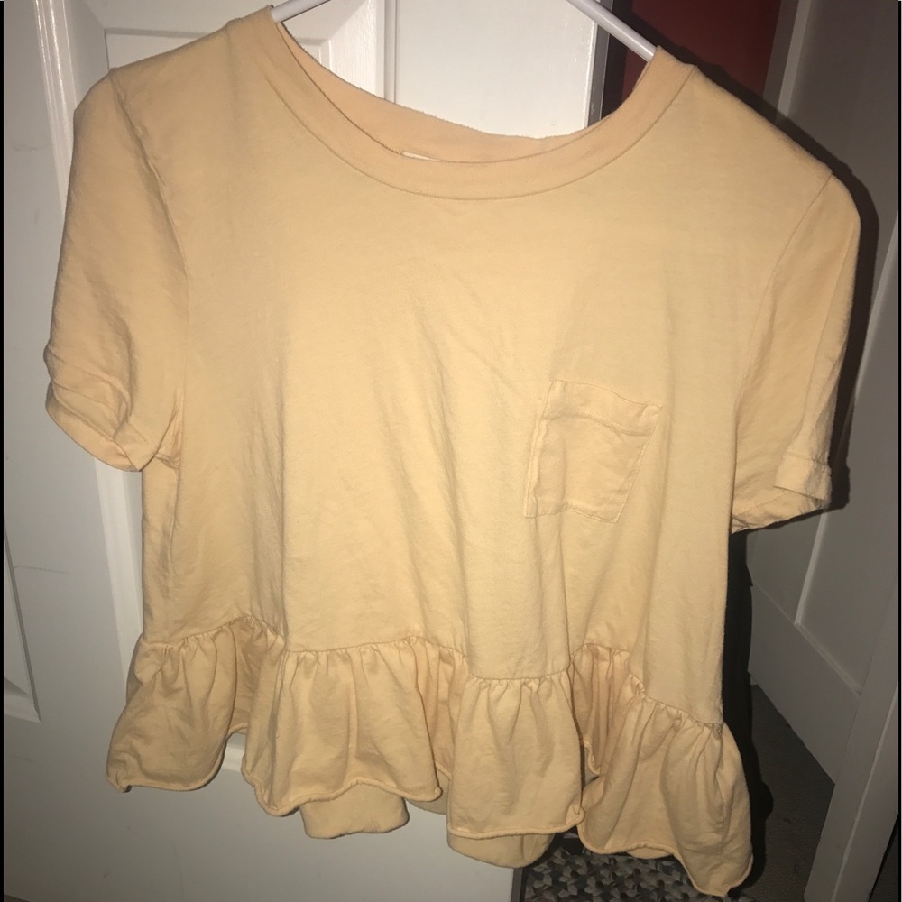 Yellow peplum cropped t shirt