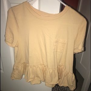 Yellow peplum cropped t shirt