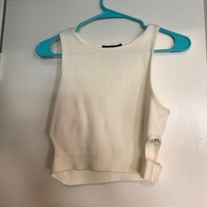 White sweater crop top