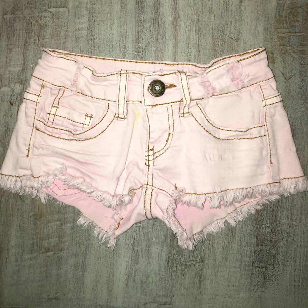 light pink jean shorts