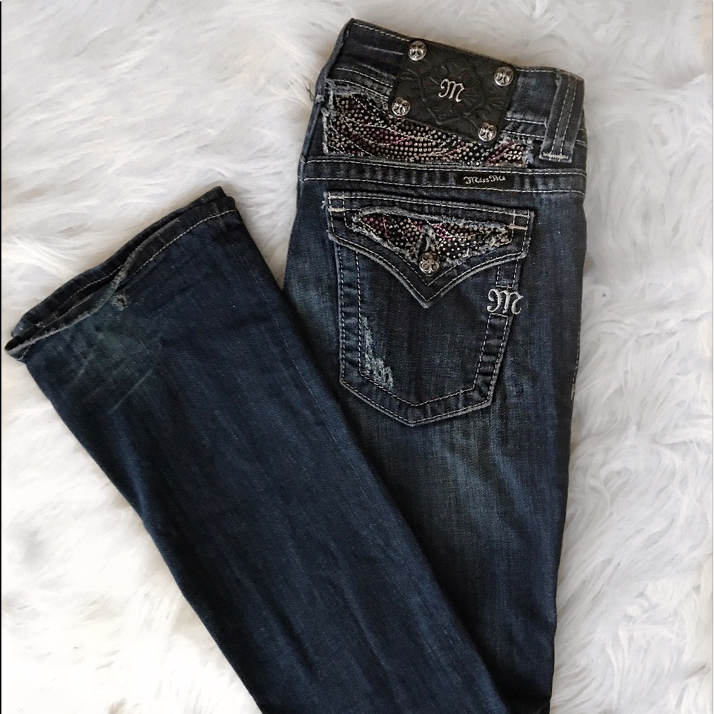 Miss Me Rhinestone Pocket Jeans Size 27