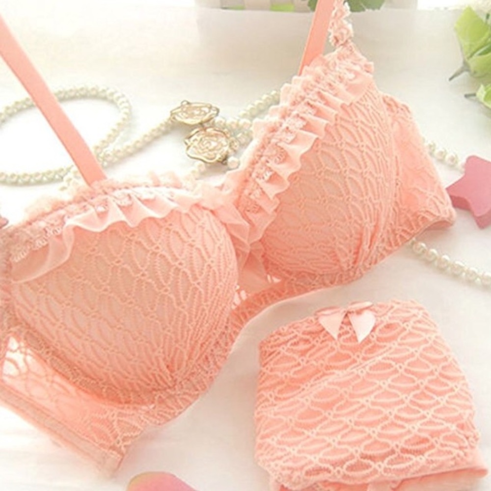 Peach Lace Lingerie Set