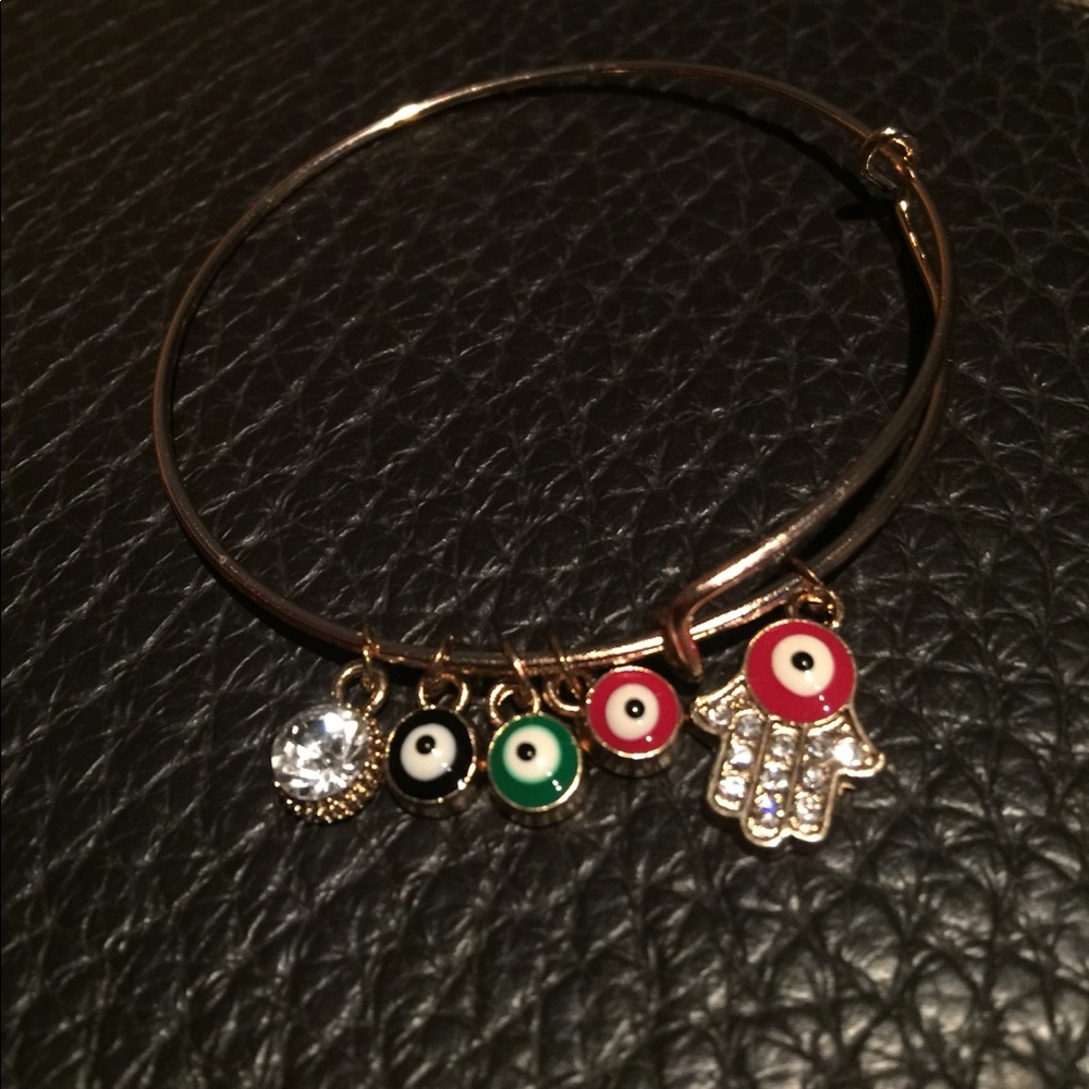 Gold Evil Eye Hamsa Expandable Bracelet