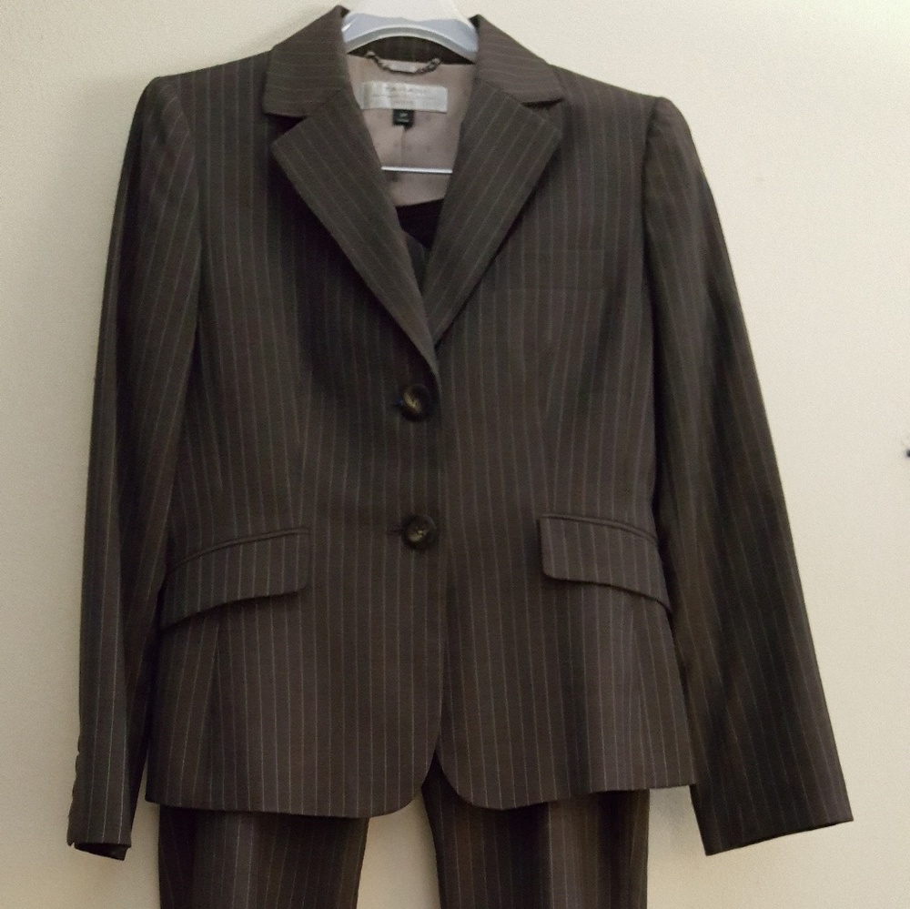 Brown Pinstripe Pant Suit