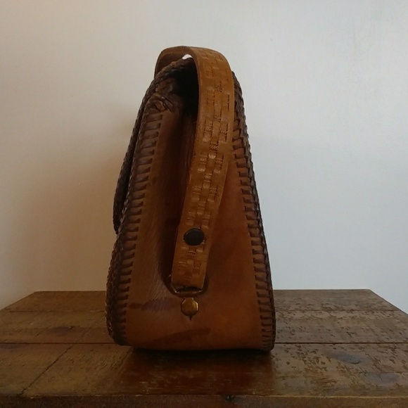 Vintage Hand Tooled Leather Handbag - Picture 3 of 7