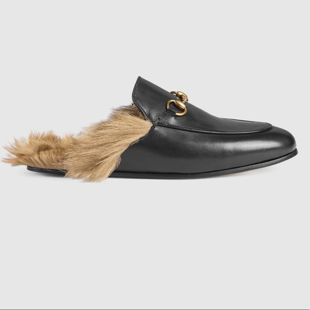 NWT Gucci Princetown Fur Slippers 37.5
