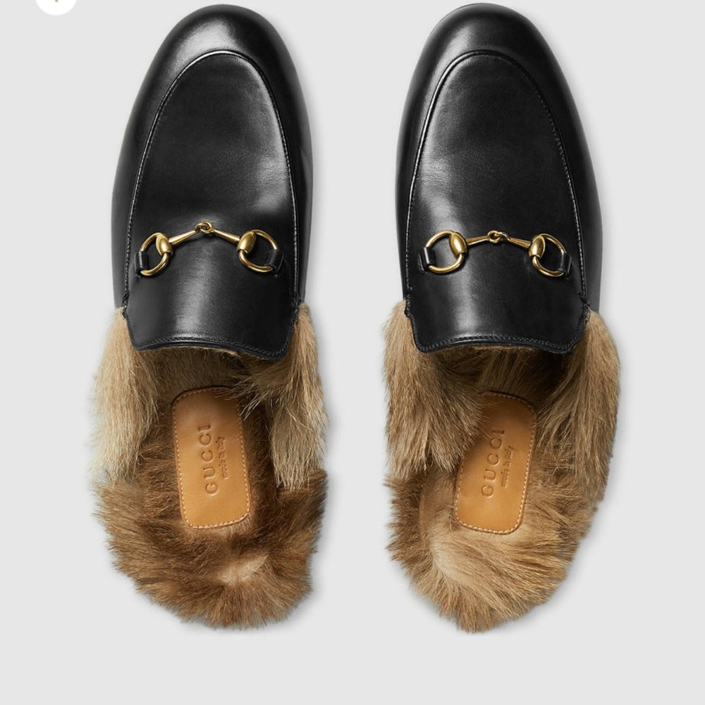 NWT Gucci Princetown Fur Slippers 37.5 - Picture 2 of 4