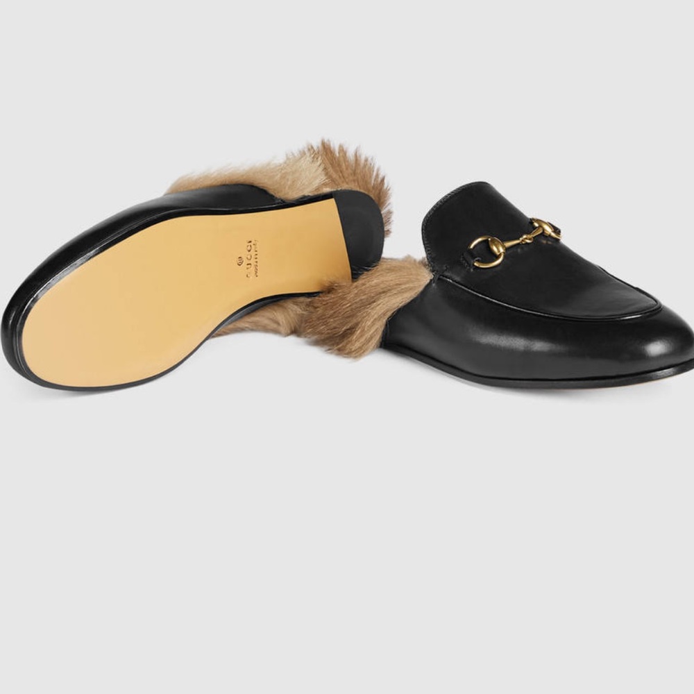 NWT Gucci Princetown Fur Slippers 37.5 - Picture 3 of 4