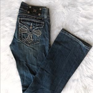 Miss Me Rhinestone Cross Pocket Jeans Size 27