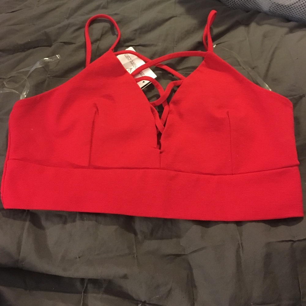 Red peek a boo crop top