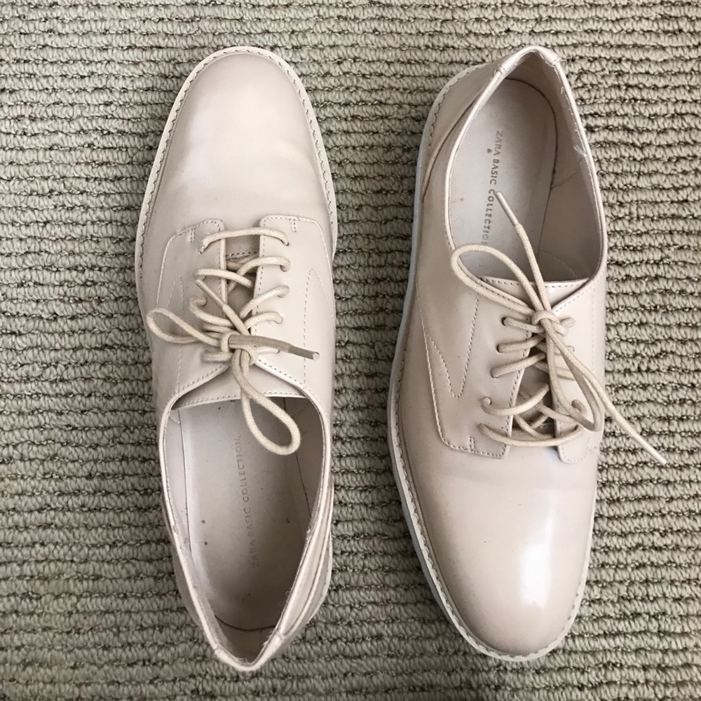Beige Zara Platform Oxfords, Size 8