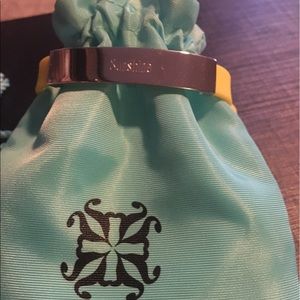 Rustic Cuff yellow with silver tone metal.