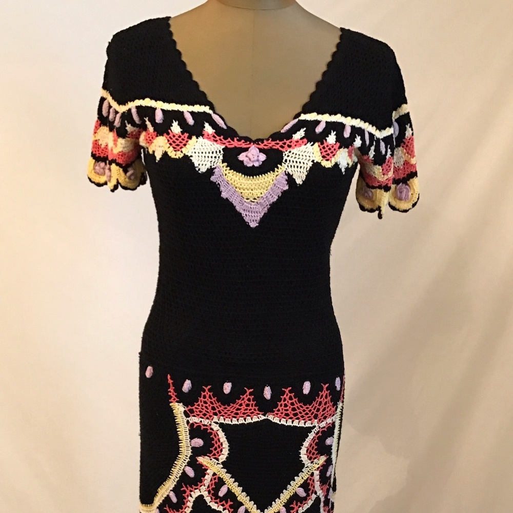 Temperly London Crochet Knit Bohemian Dress