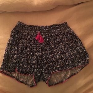 Blue Pattern Cotton Shorts