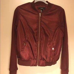 Burgundy bomber jacket