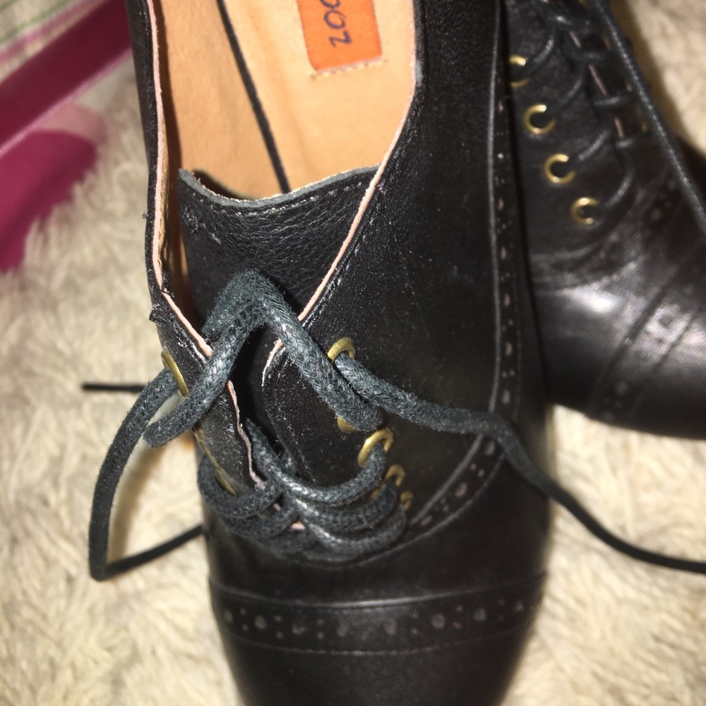 Black Leather Miz Mooz Heeled Ankle Boots