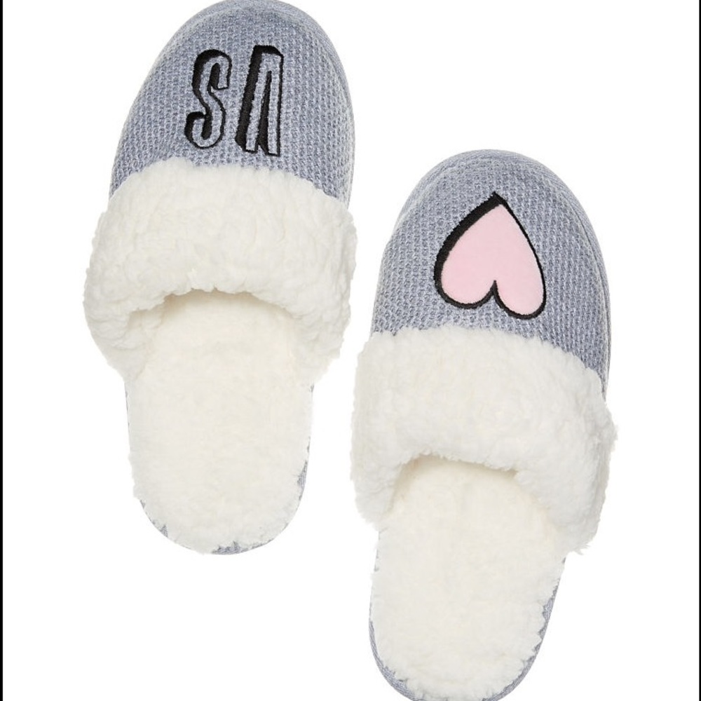 Gray fuzzy house slippers