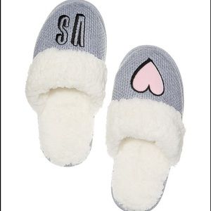 Gray fuzzy house slippers