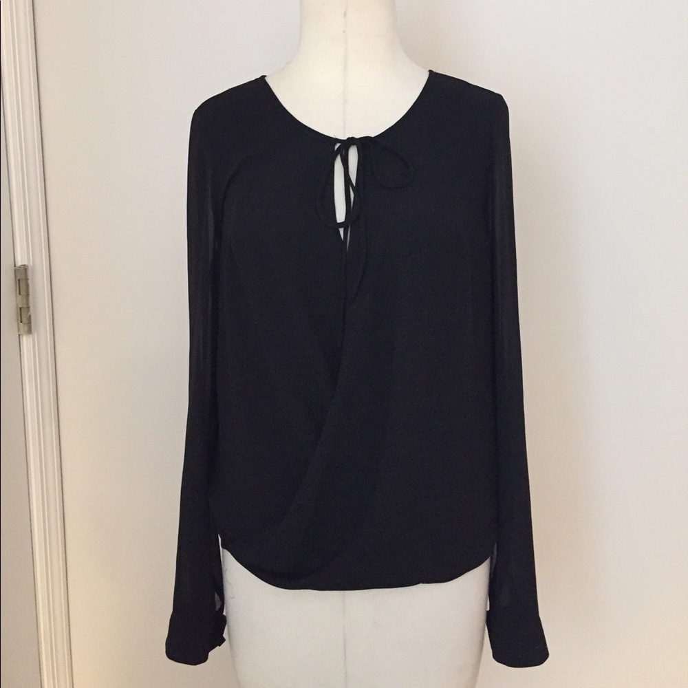 Chiffon Boho Faux Wrap with Tie Blouse