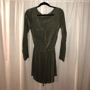 Army green, button down, American Eagle dress
