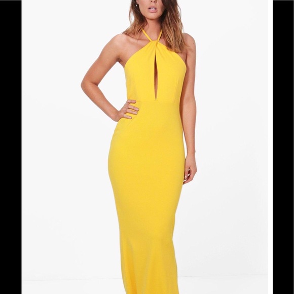 Boo Hoo Willow Plunge Halterneck Maxi Dress - Picture 1 of 1