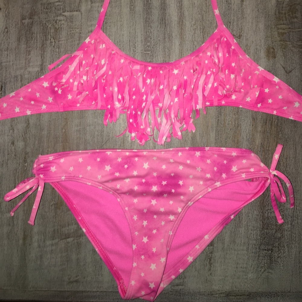 pink fringe swimsuit
