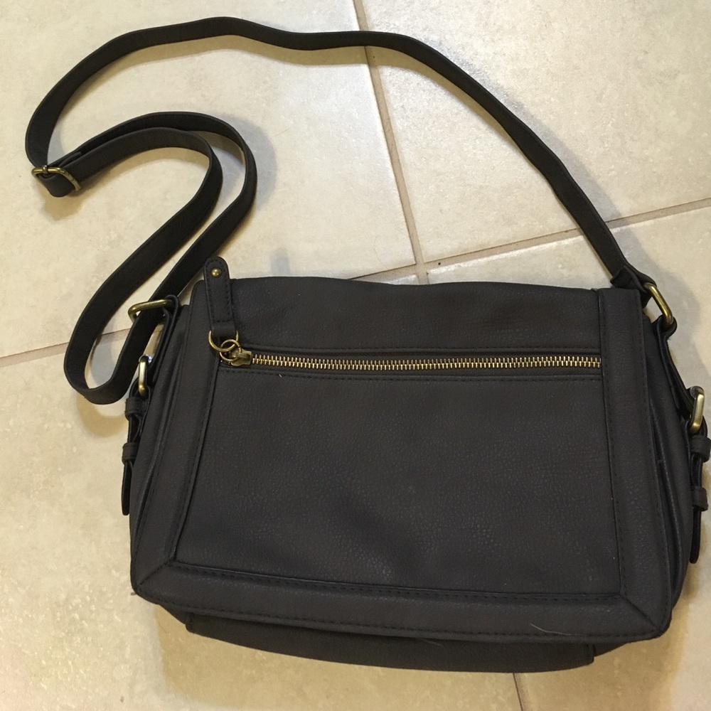 NWOT brown/gray leather cross body bag