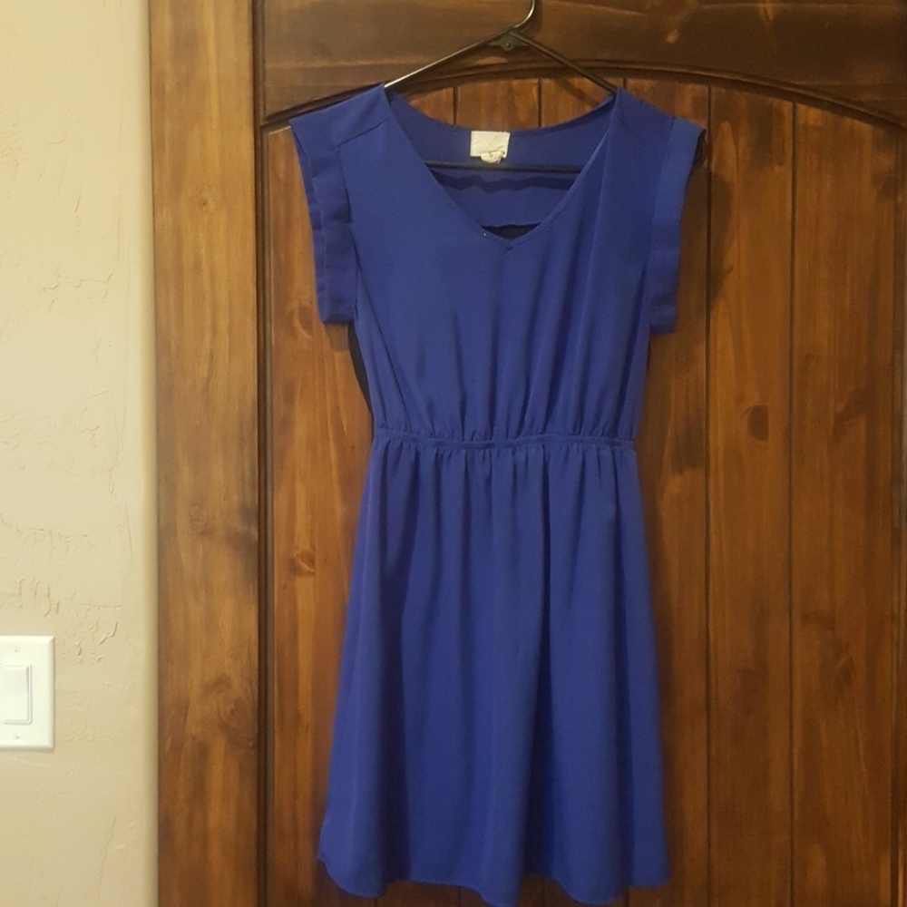 Royal Blue midi dress with sheer black back