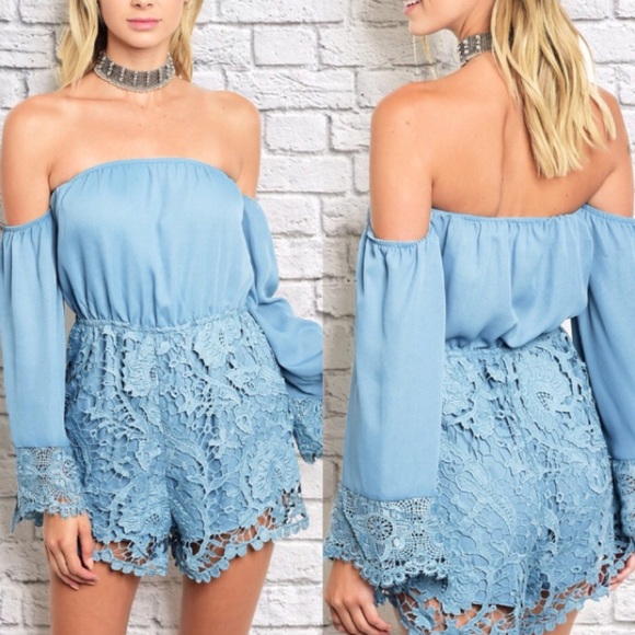 🎀SALE🎀 3 Left! Periwinkle Lace Romper - Picture 3 of 6