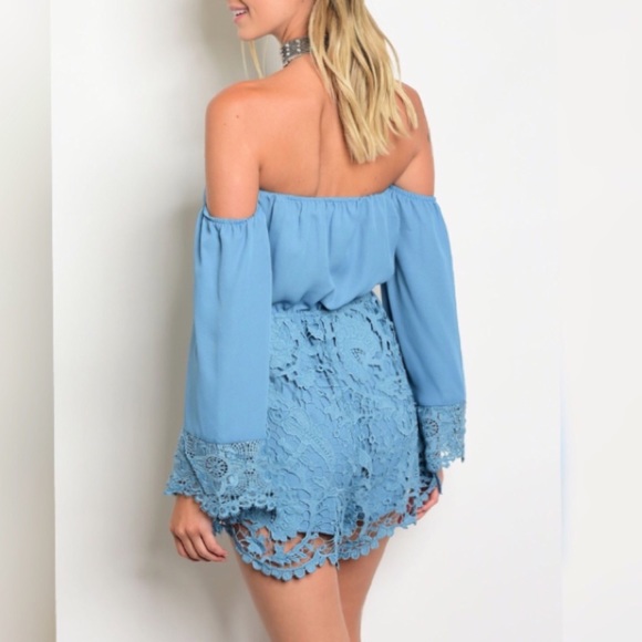 🎀SALE🎀 3 Left! Periwinkle Lace Romper - Picture 4 of 6